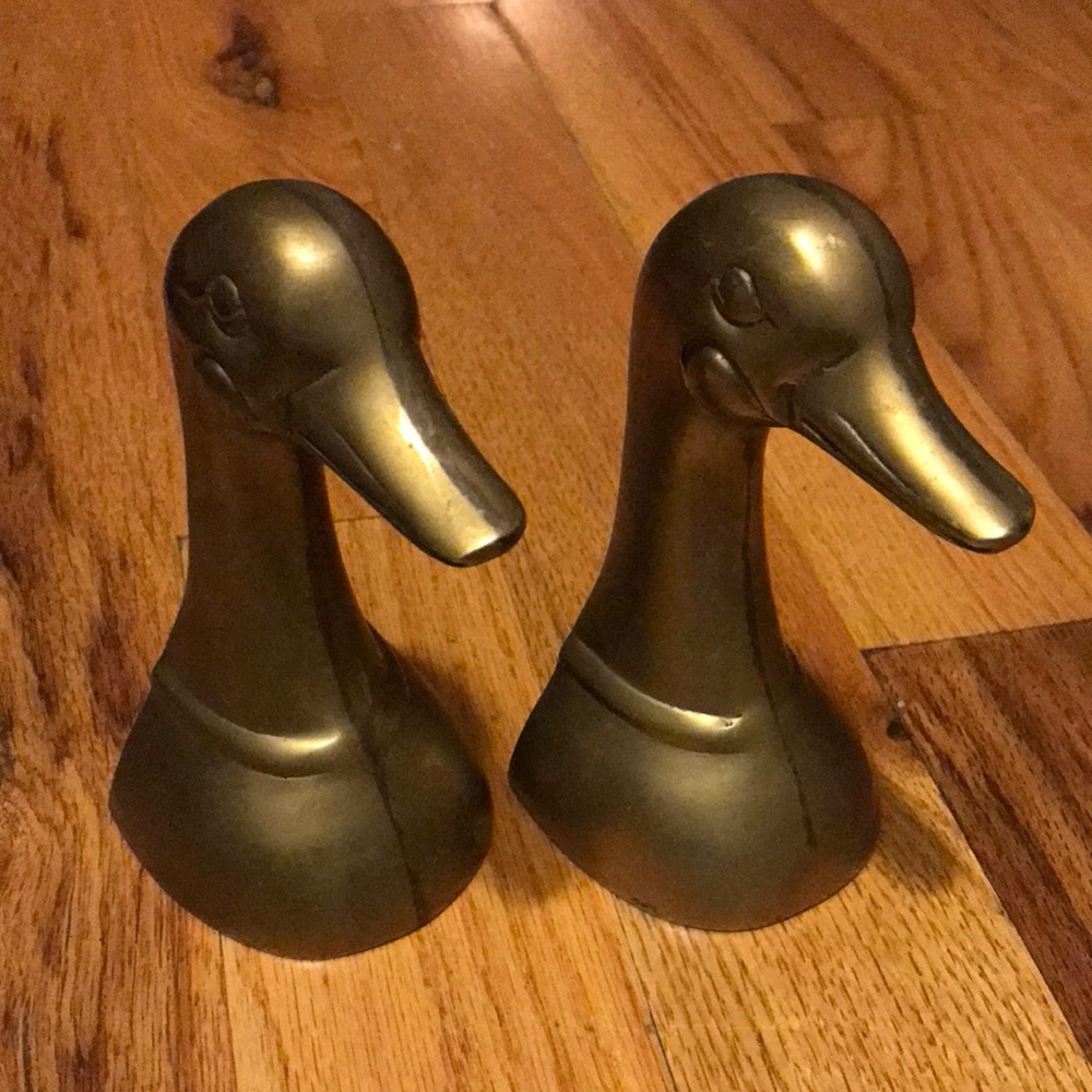 Vintage Brass Geese Bookends